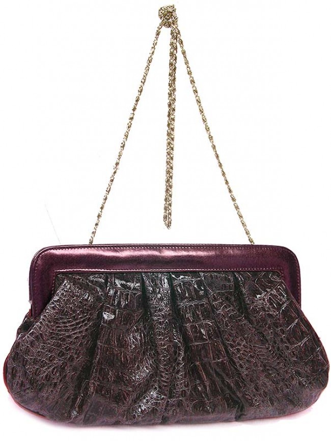 Clutch - Shiny Croc Embossed – Burgundy – BG-90245BUR